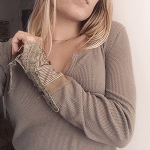 Free People thermal with patch sleeves